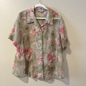 Sheer Vtg Top Blouse Crinkle Fairy Core Goblin Woods Whimsical‎ Cottage Festival